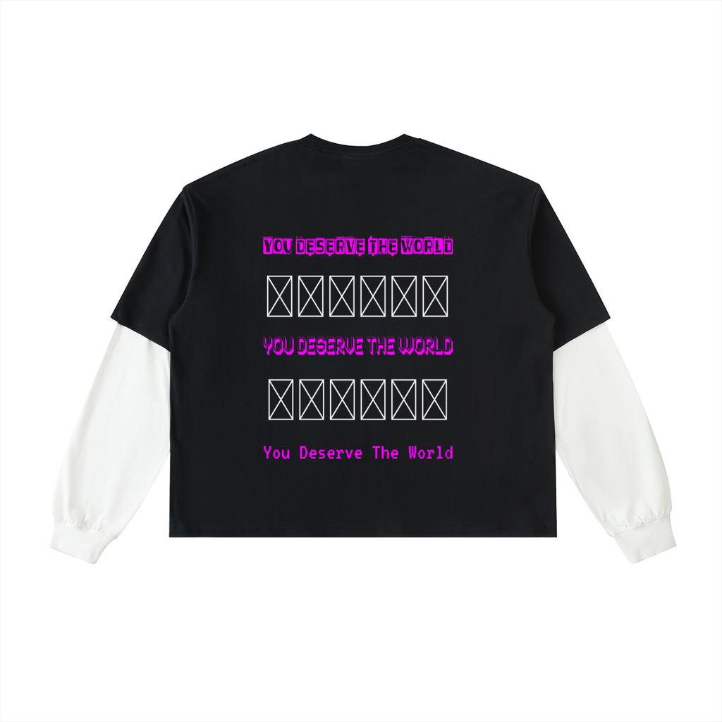 Layered Contrast Sleeve Cotton T-Shirt