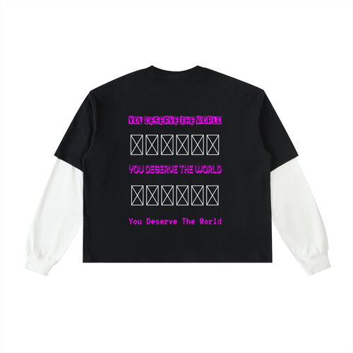 Layered Contrast Sleeve Cotton T-Shirt